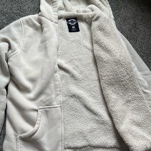 fuzzy zip up sweatshirt